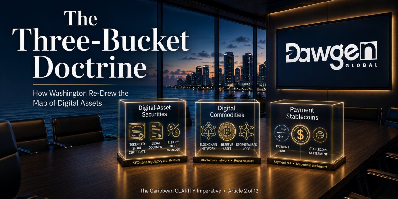 The Three-Bucket Doctrine: How Washington Just Re-Drew the Map of Digital Assets, and What It Means for the Caribbean Regulator’s Desk